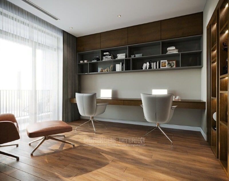 Mẫu kệ để đồ ấn tượng với cốt gỗ công nghiệp màu gỗ óc chó sang trọng