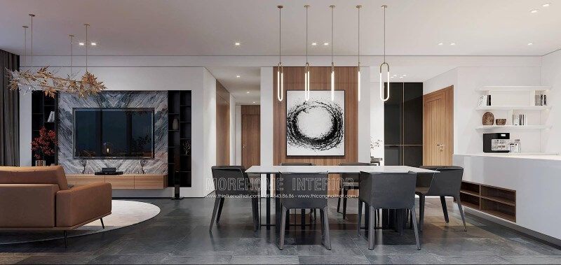 Mẫu bàn ghế ăn 6 chỗ mang đến cho gia chủ một không gian dùng bữa lãng mạn mà không kém phần ấm áp