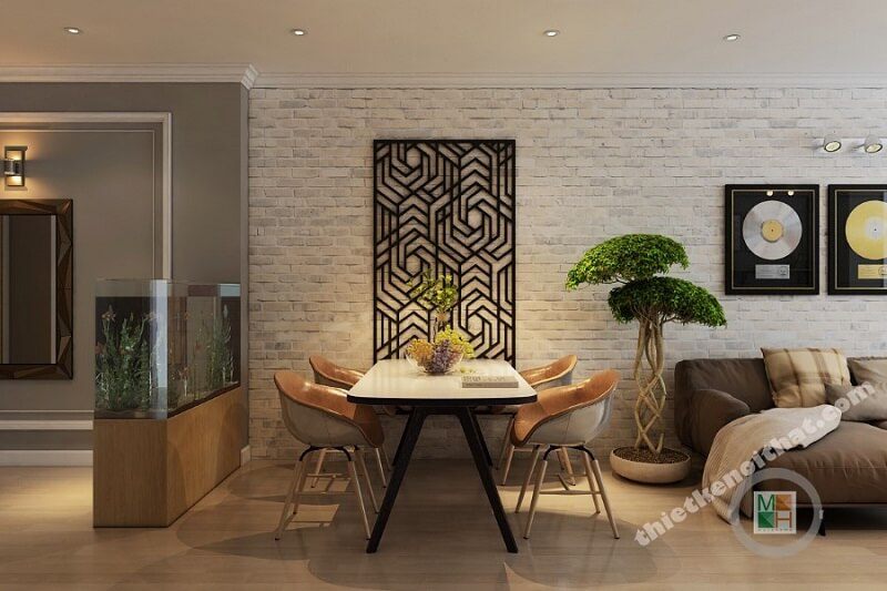 Mẫu thiết kế bàn ăn hiện đại cho phòng ăn chung cư.