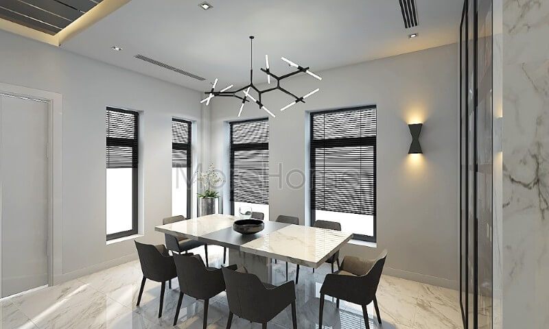 Thiết kế bàn ăn 8 chỗ hiện đại kích thước lớn, , phù hợp với nhiều mục đích sử dụng của gia chủ