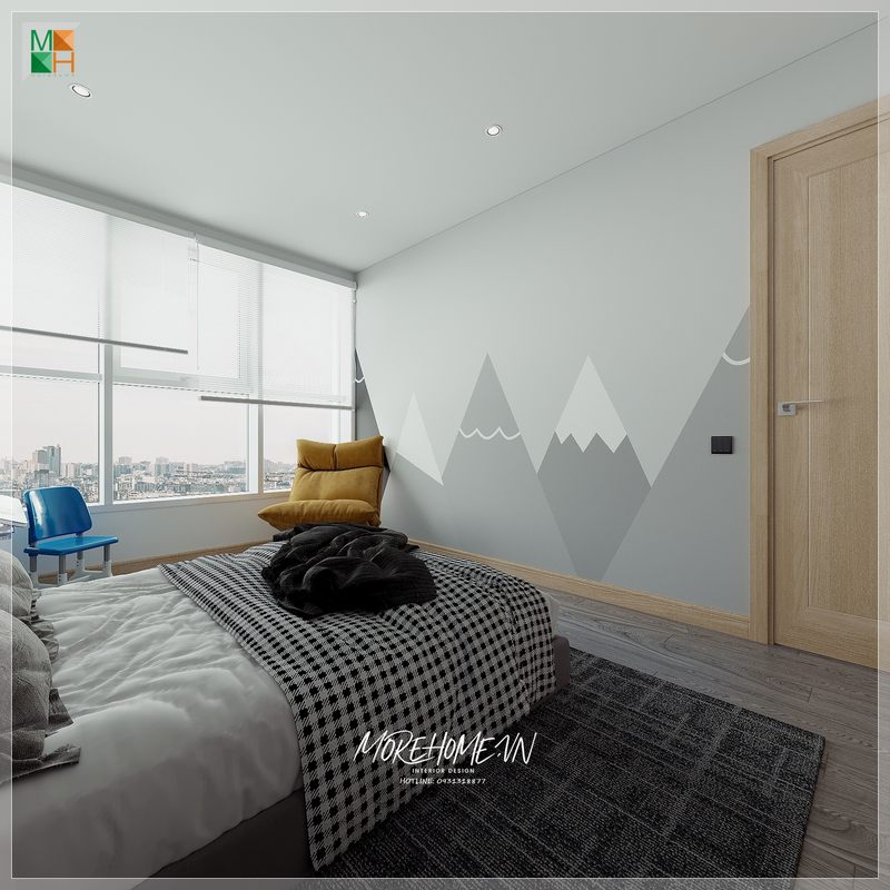 Thiết kế phòng ngủ chung cư mang đến cảm giác rộng rãi, thoải mái khi bước chân vào căn phòng.