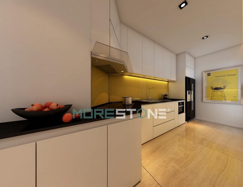 đã tạo nên một không gian đẹp Kết hợp độc đáo giữa tủ bếp và đá ốp bếp màu đen sang trọng đã tạo nên một không gian đẹp đến từng chi tiết.